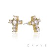 CROSS PAIR OF MICRO PAVED STAINLESS STEEL PIN EARRINGS